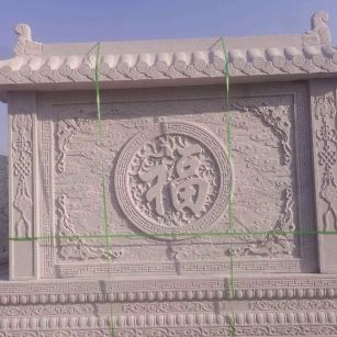 青海 芝麻白花岗岩屏风，照壁，影壁