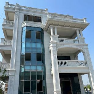 青海 芝麻白花岗岩别墅外墙干挂效果展示