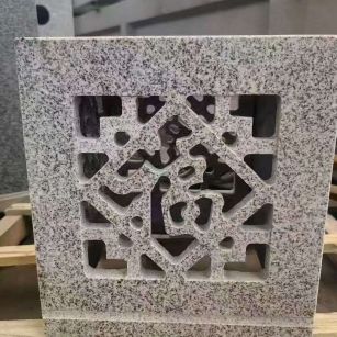 青海 芝麻白花岗岩镂空雕花灯笼