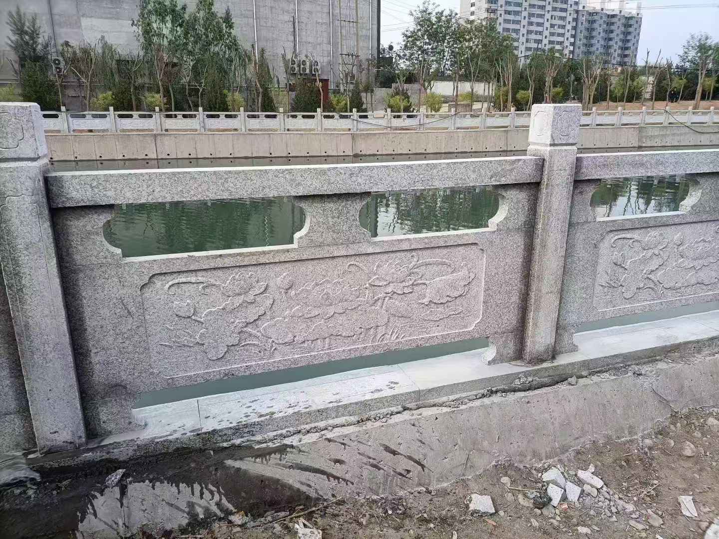 青海 芙蓉白大花桥梁、河道,石材栏杆、围栏、护栏