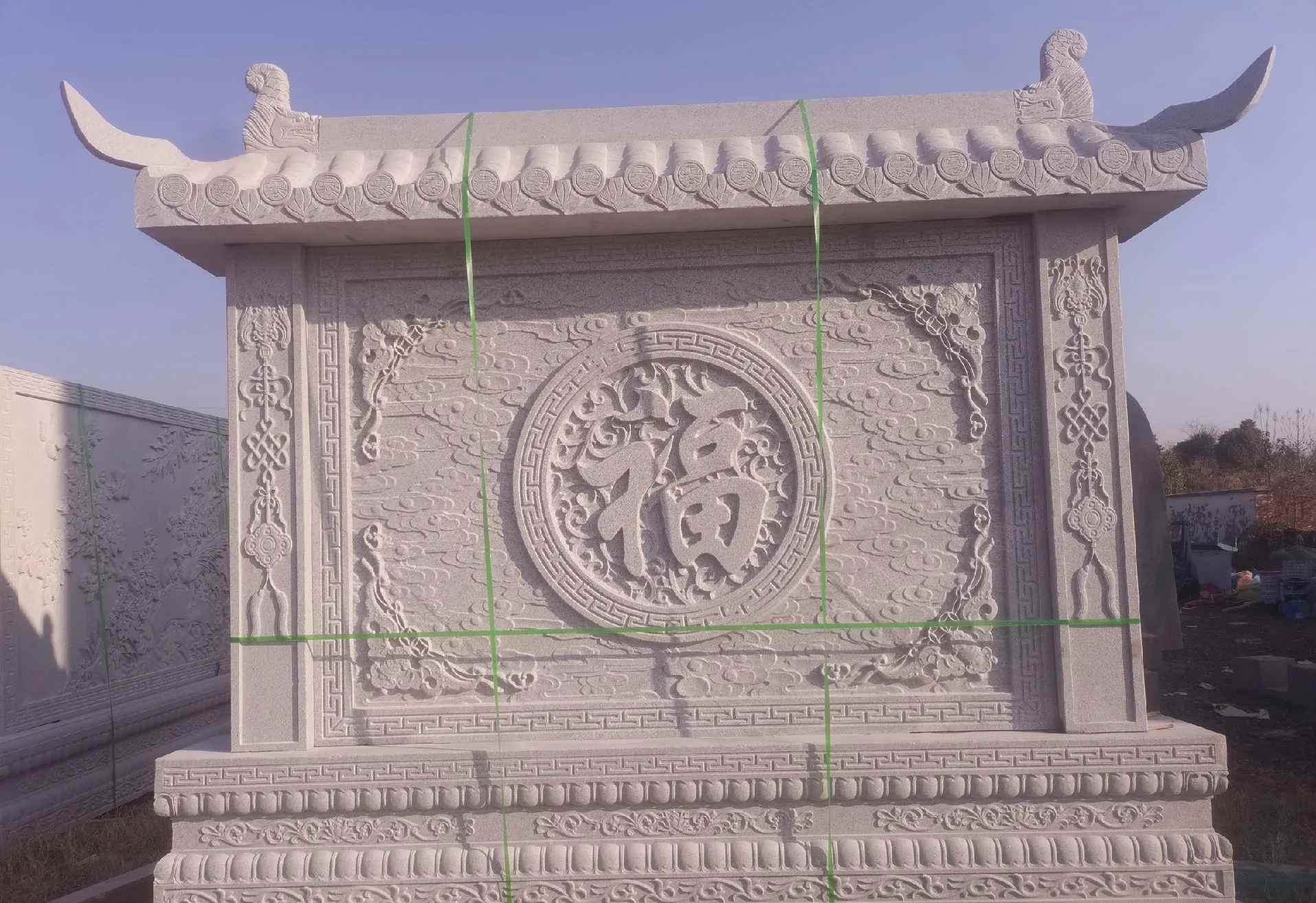 青海 芝麻白花岗岩屏风，照壁，影壁
